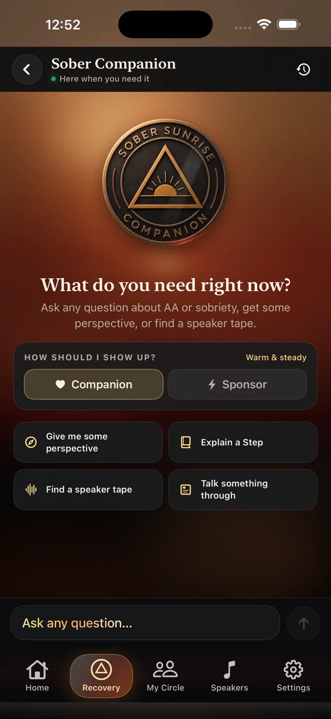 Sober Companion screen