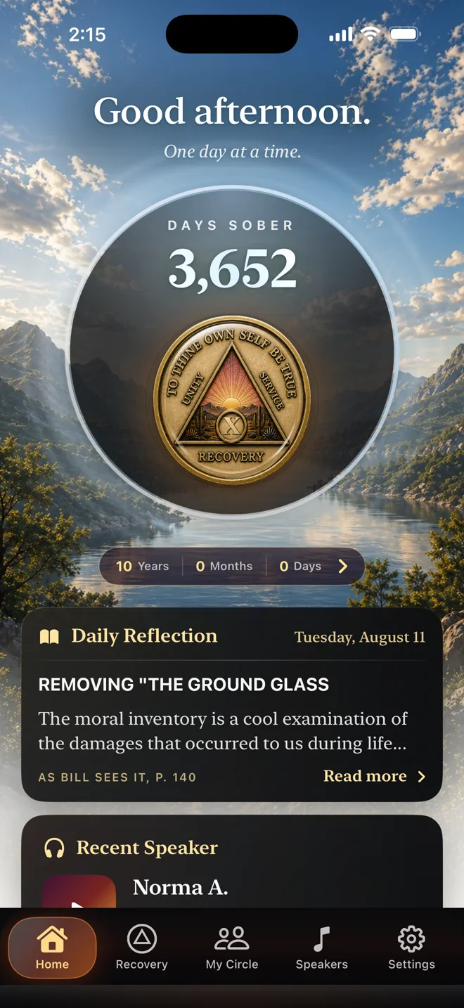 Sober Sunrise bright-afternoon sobriety-counter home screen